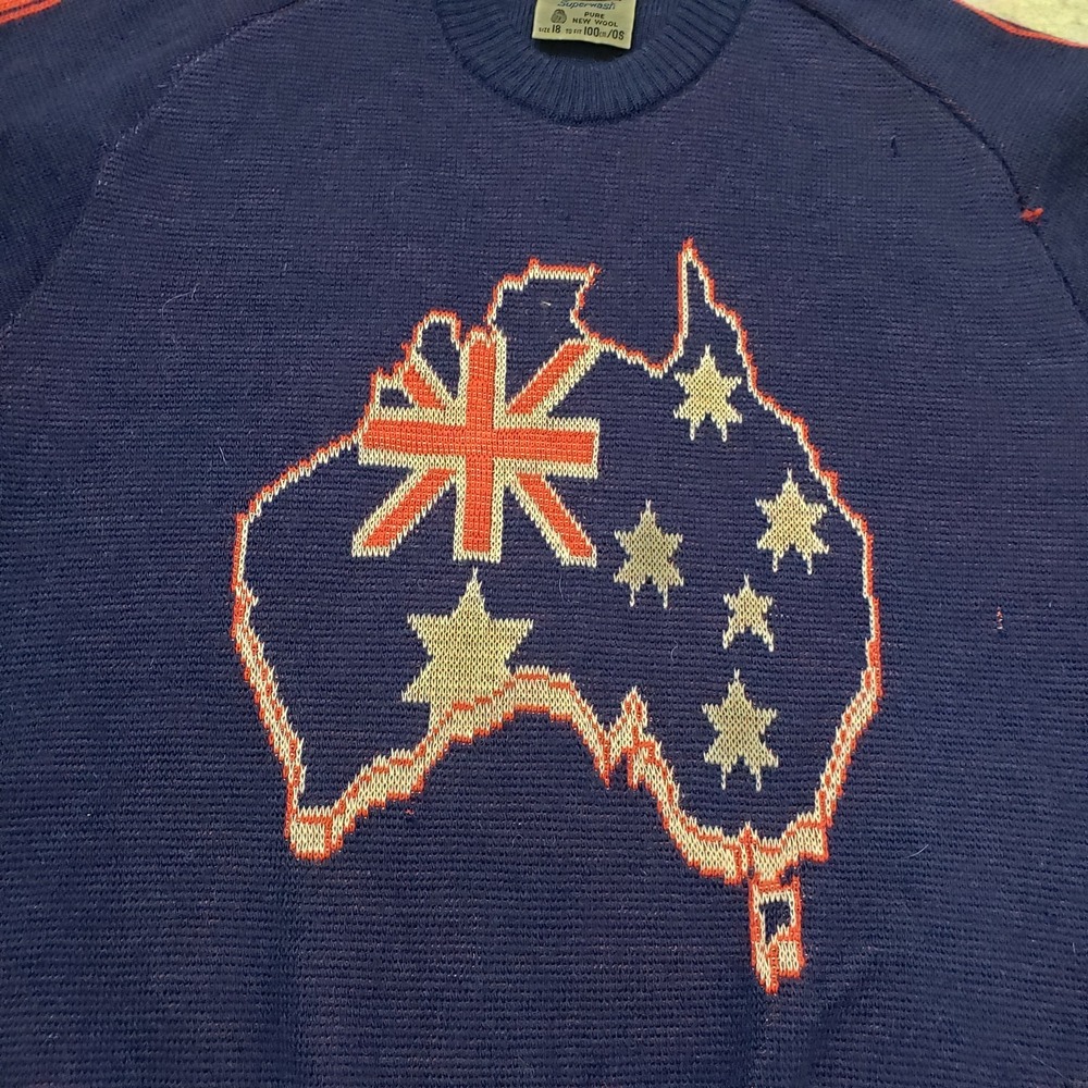 Vintage Hysport Sweater Mens‎ 18 Blue Wool Pullover Long Sleeve Australia